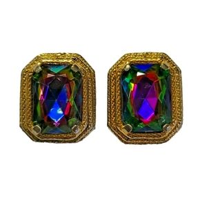 VINTAGE SCHIAPARELLI WATERMELON FACETED EARRINGS